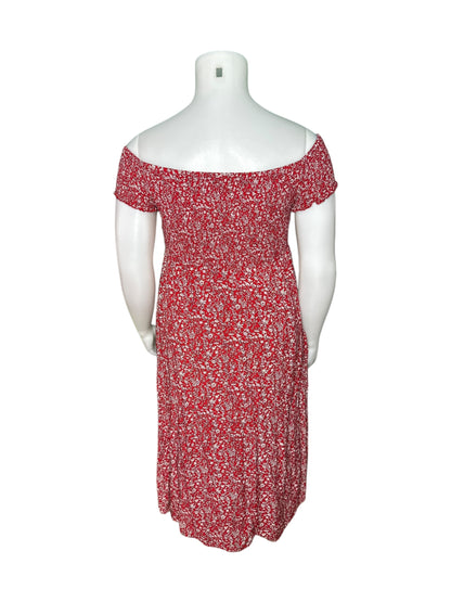 Red & White Floral Cap Sleeved with splits