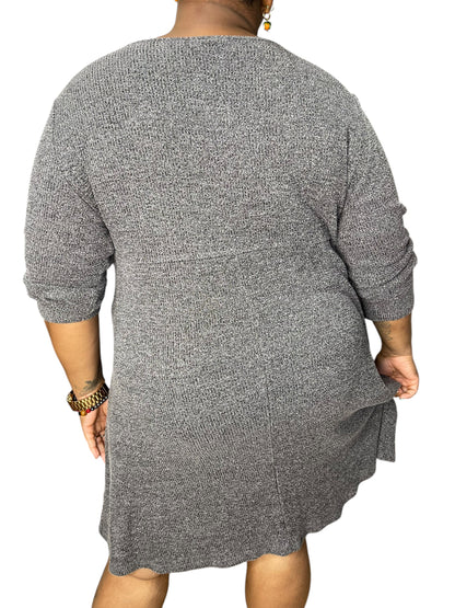 Light Grey V Neck Long Sleeve Shift Dress