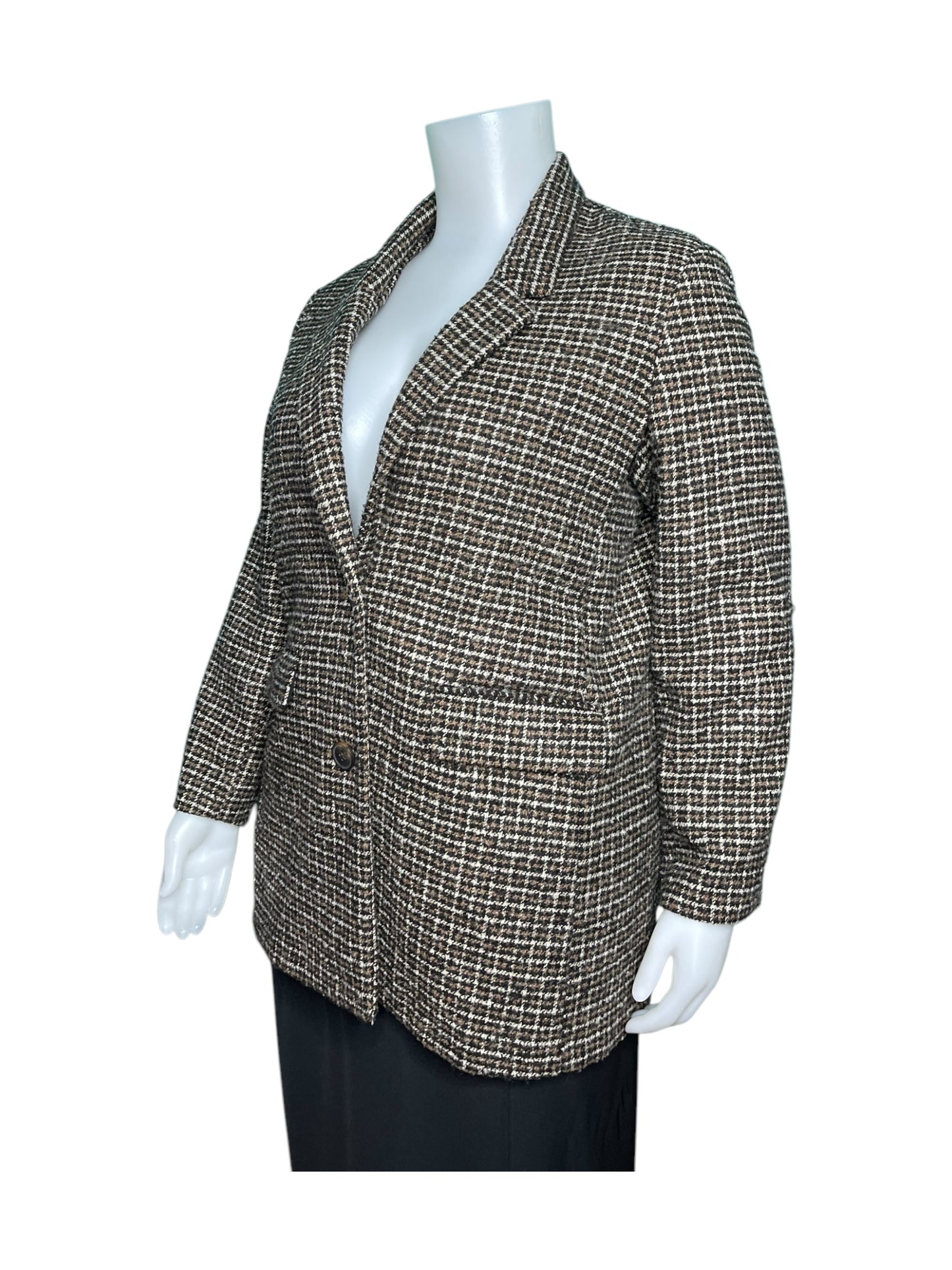 Brown & Tan Long Sleeved Blazer Jacket