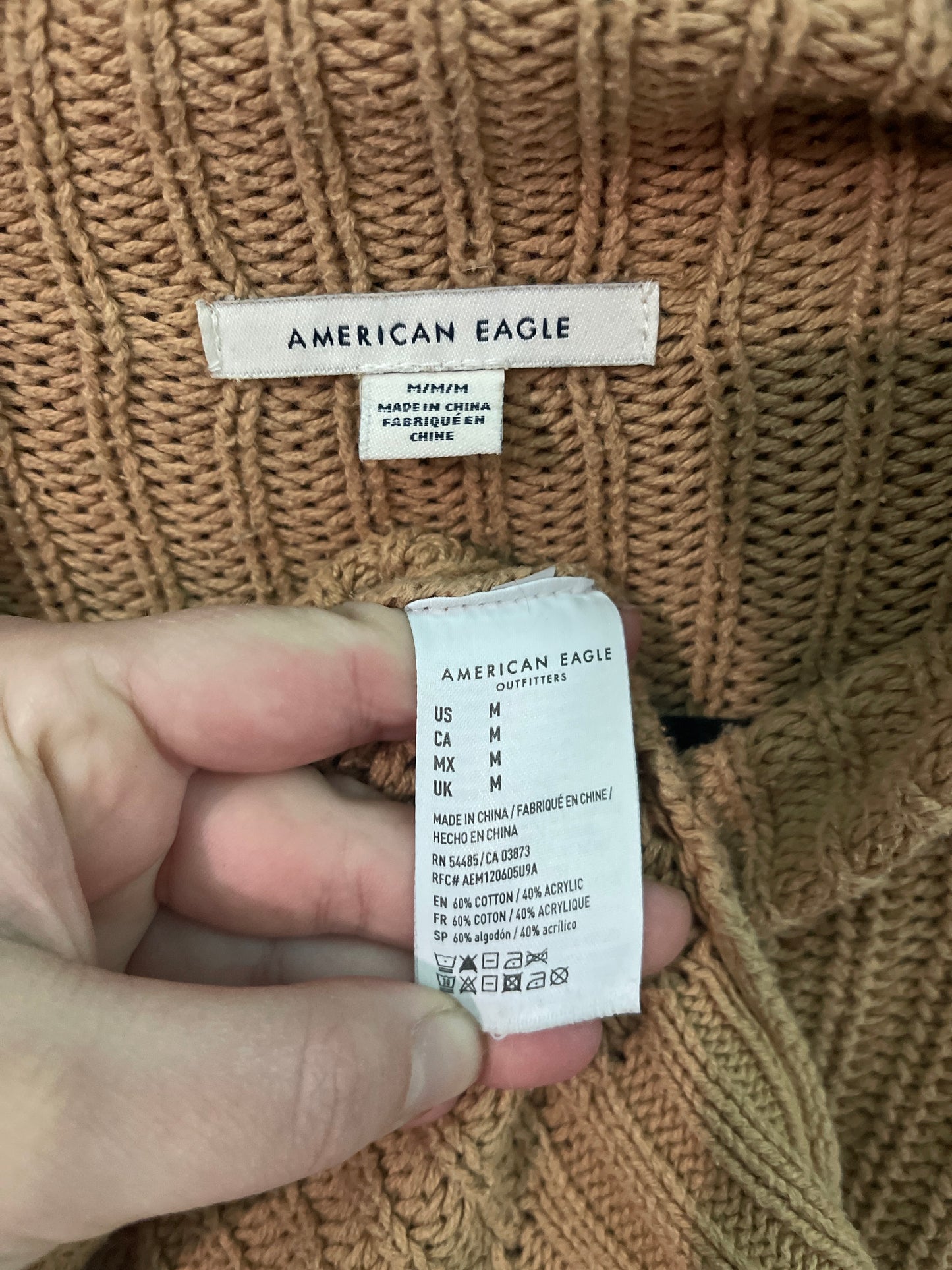 Tan Mock-neck Knit Sweater