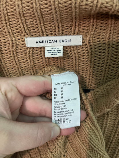 Tan Mock-neck Knit Sweater