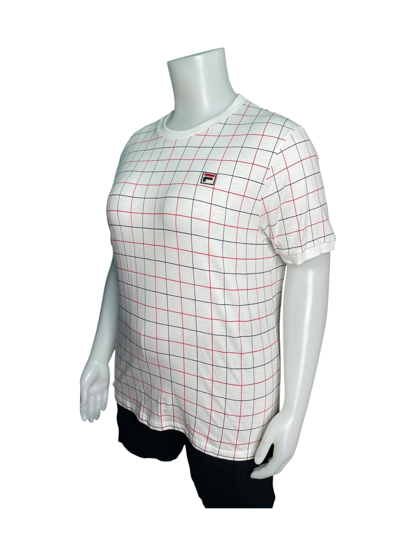 White, Navy and Red Short Sleeved T-Shirt