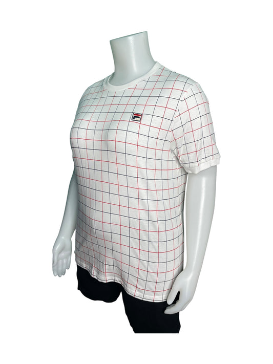 White, Navy and Red Short Sleeved T-Shirt