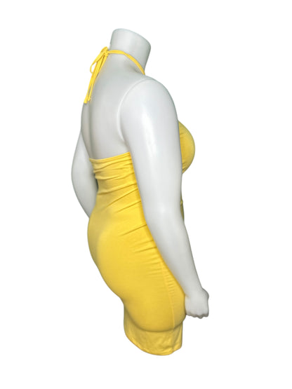 Yellow Halter Backless Bodycon Dress