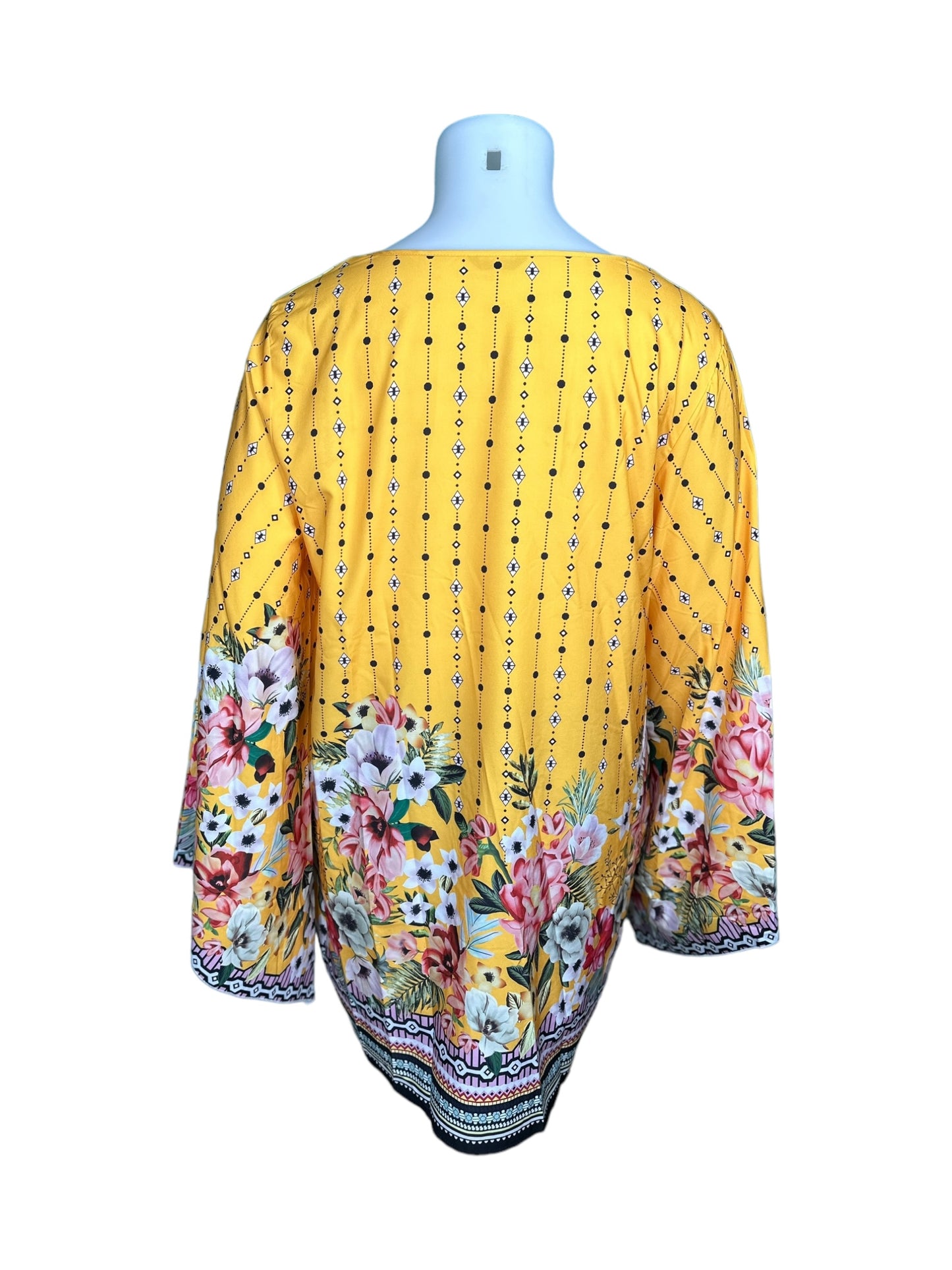 Yellow Floral Long Sleeved Dress (4XL)