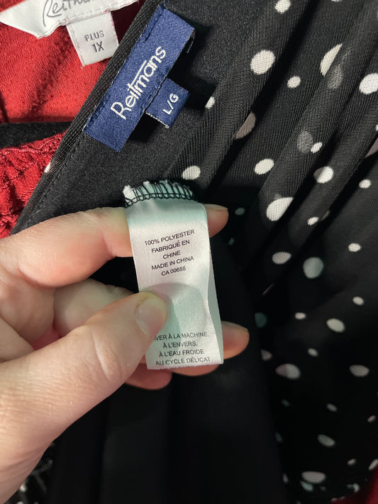 Black w/ White Circle Sleeveless V Neck Dress