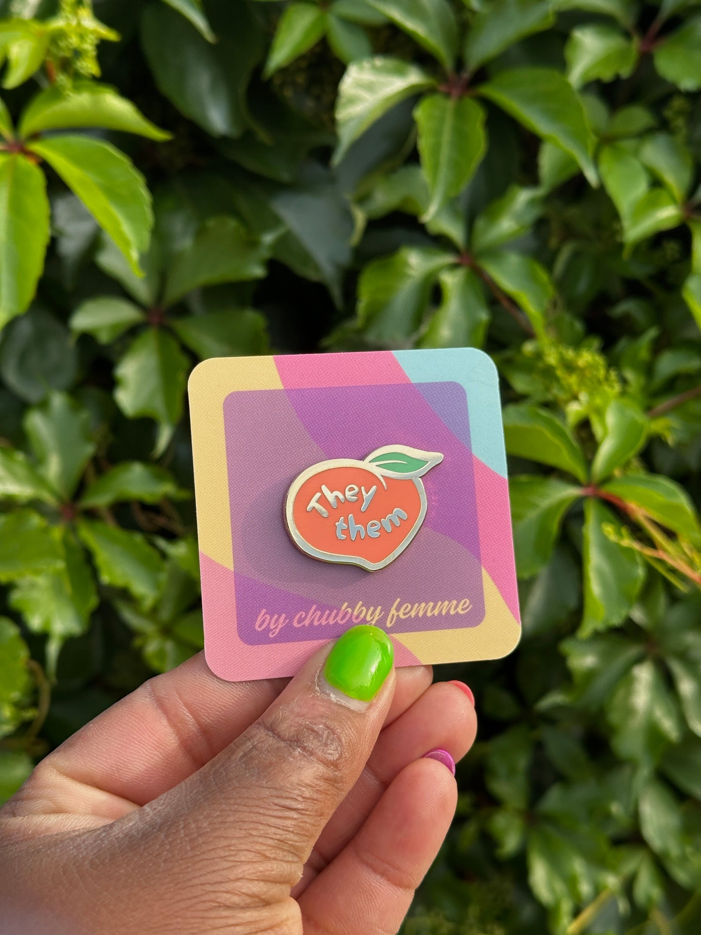 They/Them Chubby Peach Pronoun Pin