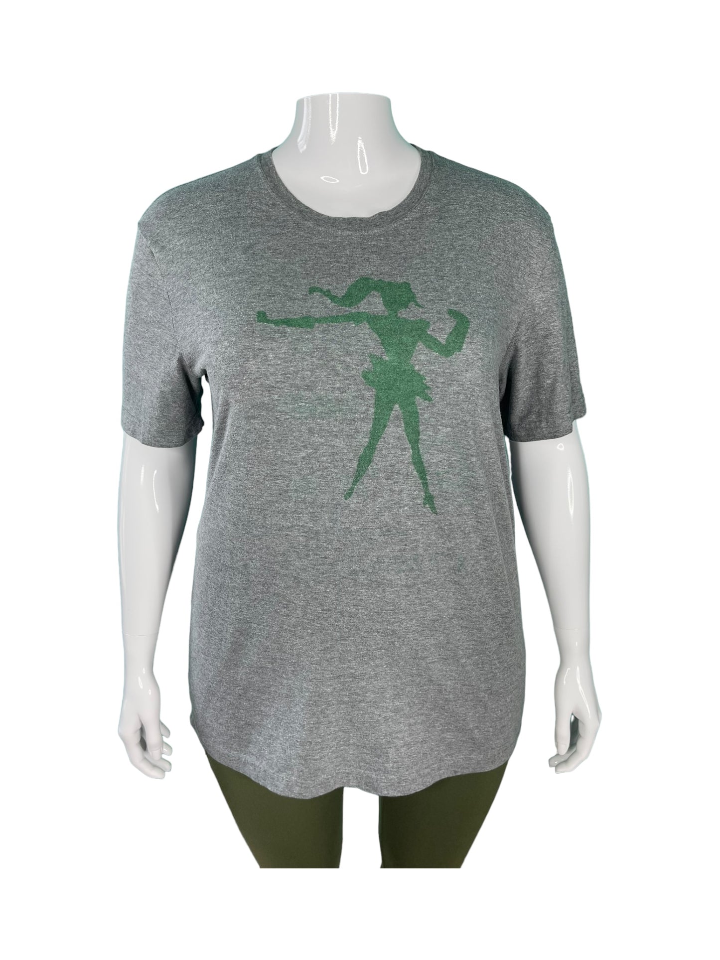 Grey Short Sleeved T-Shirt w/ Green Print Sailor Scout Graphic Chest (L)