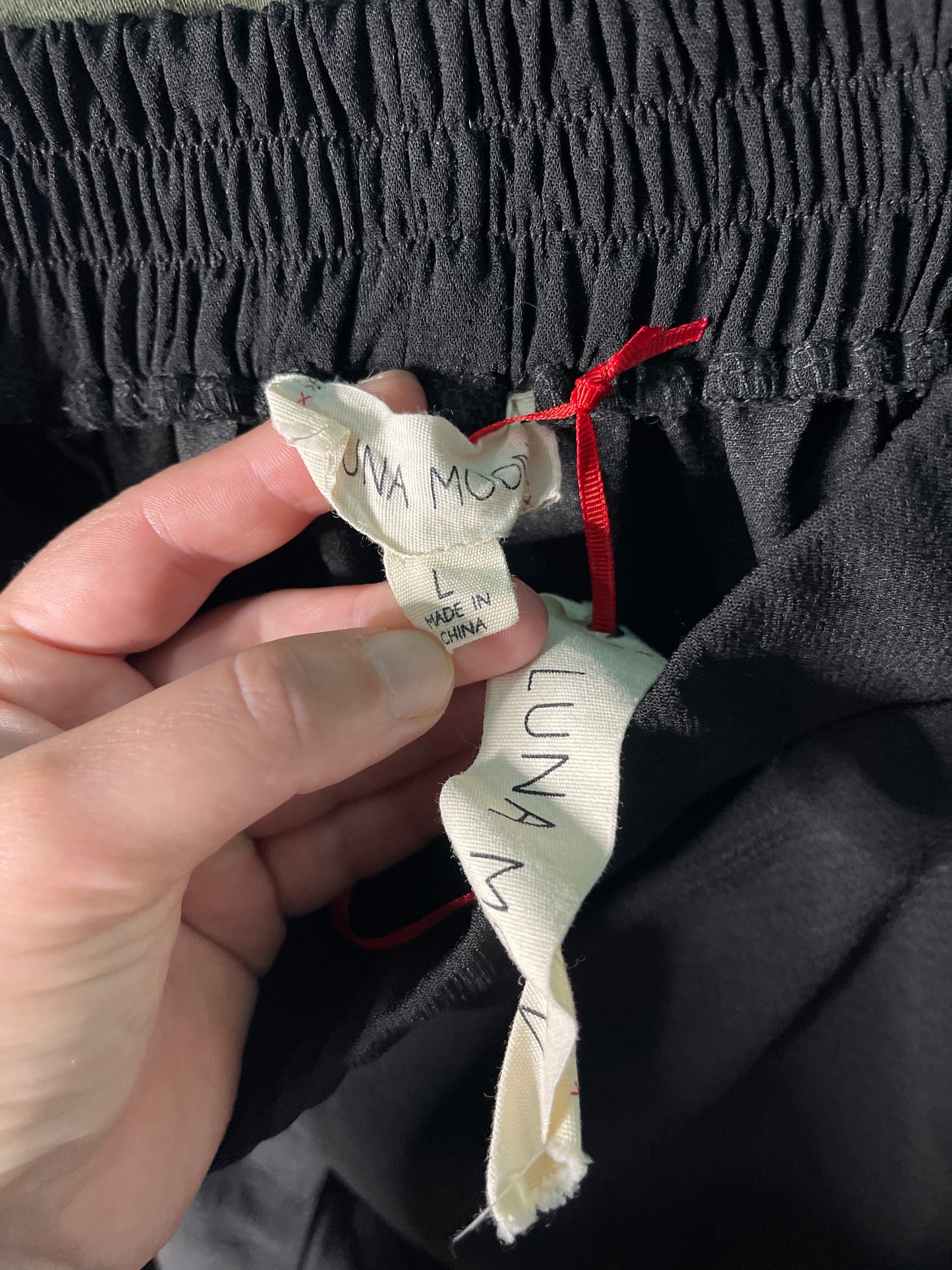 Black w/ Red and White Striped Pants