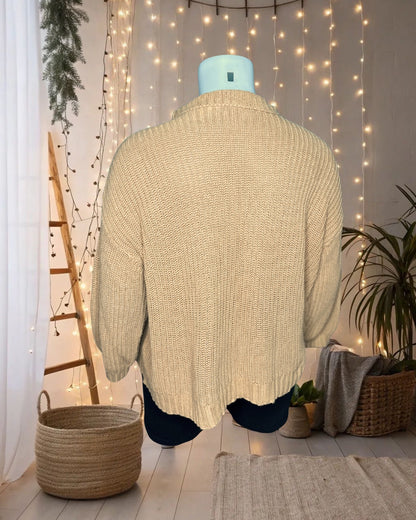 Tan Mock-neck Knit Sweater