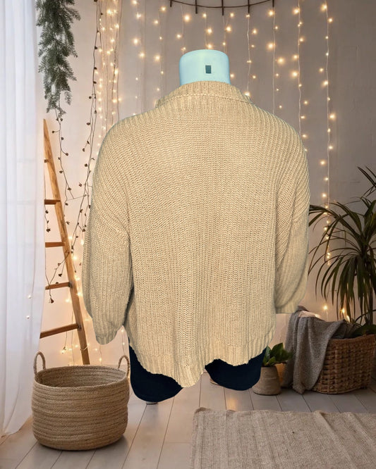 Tan Mock-neck Knit Sweater
