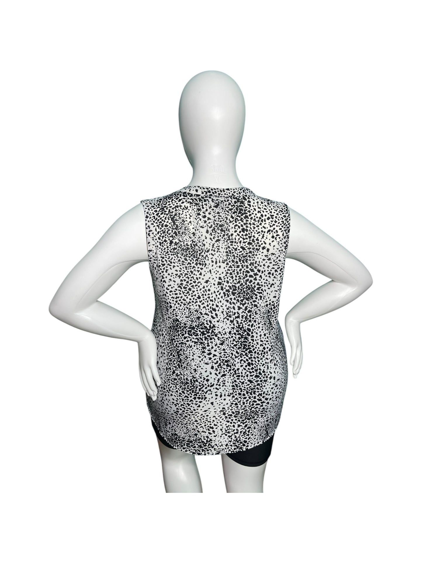 White & Black Leopard Print Sleeveless Blouse