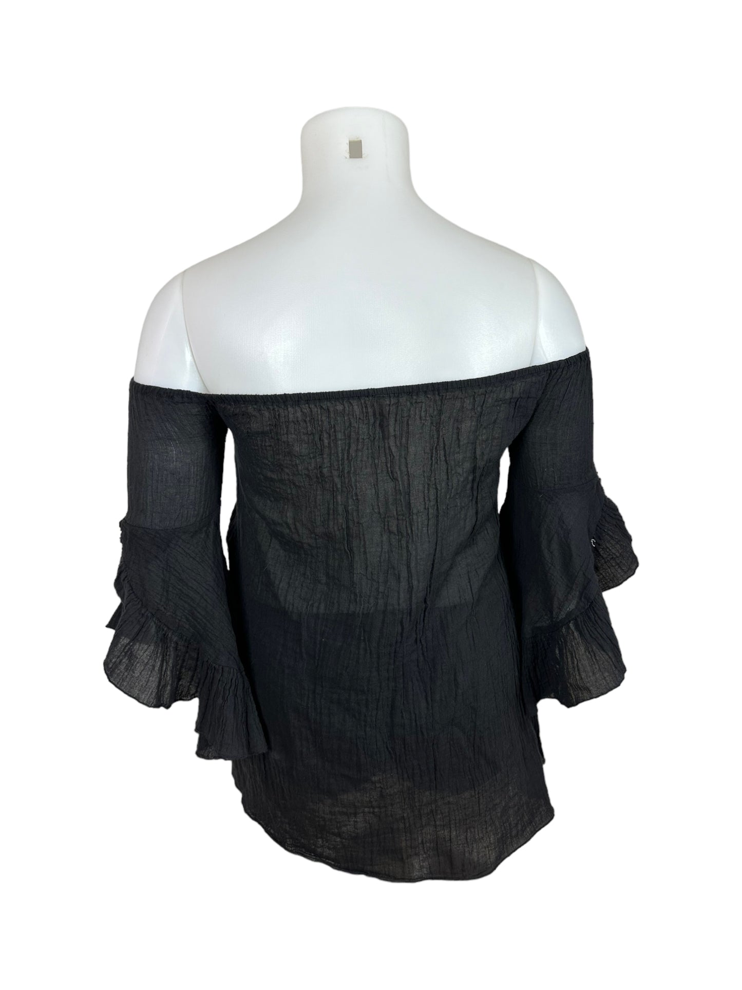 Black Off-the-Shoulder Frilly Top