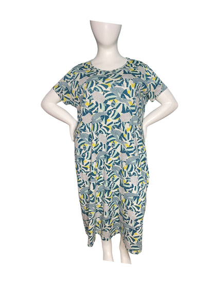 Blue, White and Green Fish Pattern Dress