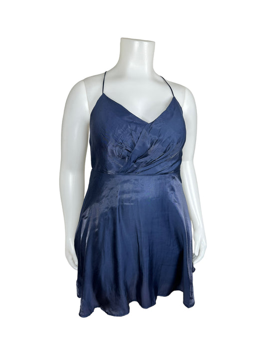 “Fashion Nova” Navy Blue Cross Back Spaghetti Strap Dress (1X)