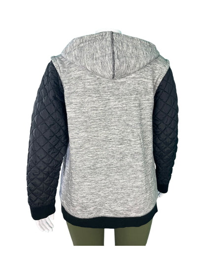 Grey Zip Up Hoodie w/ Black Puffer Sleeves