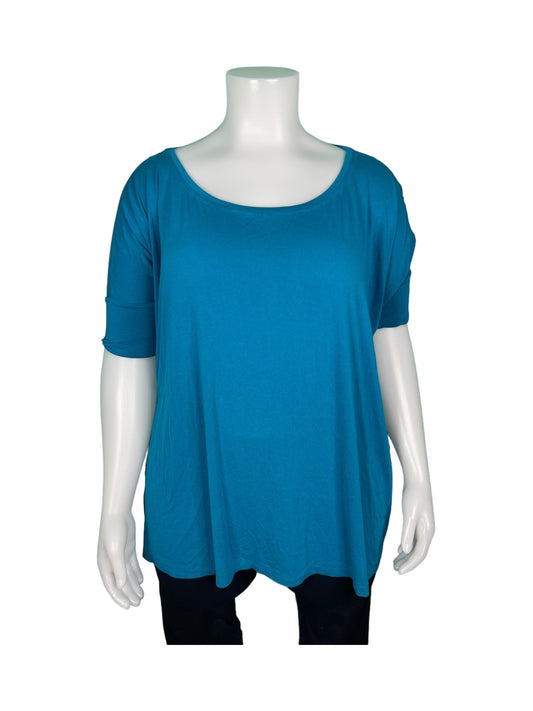 Blue 3/4 Sleeved Round Neck Top