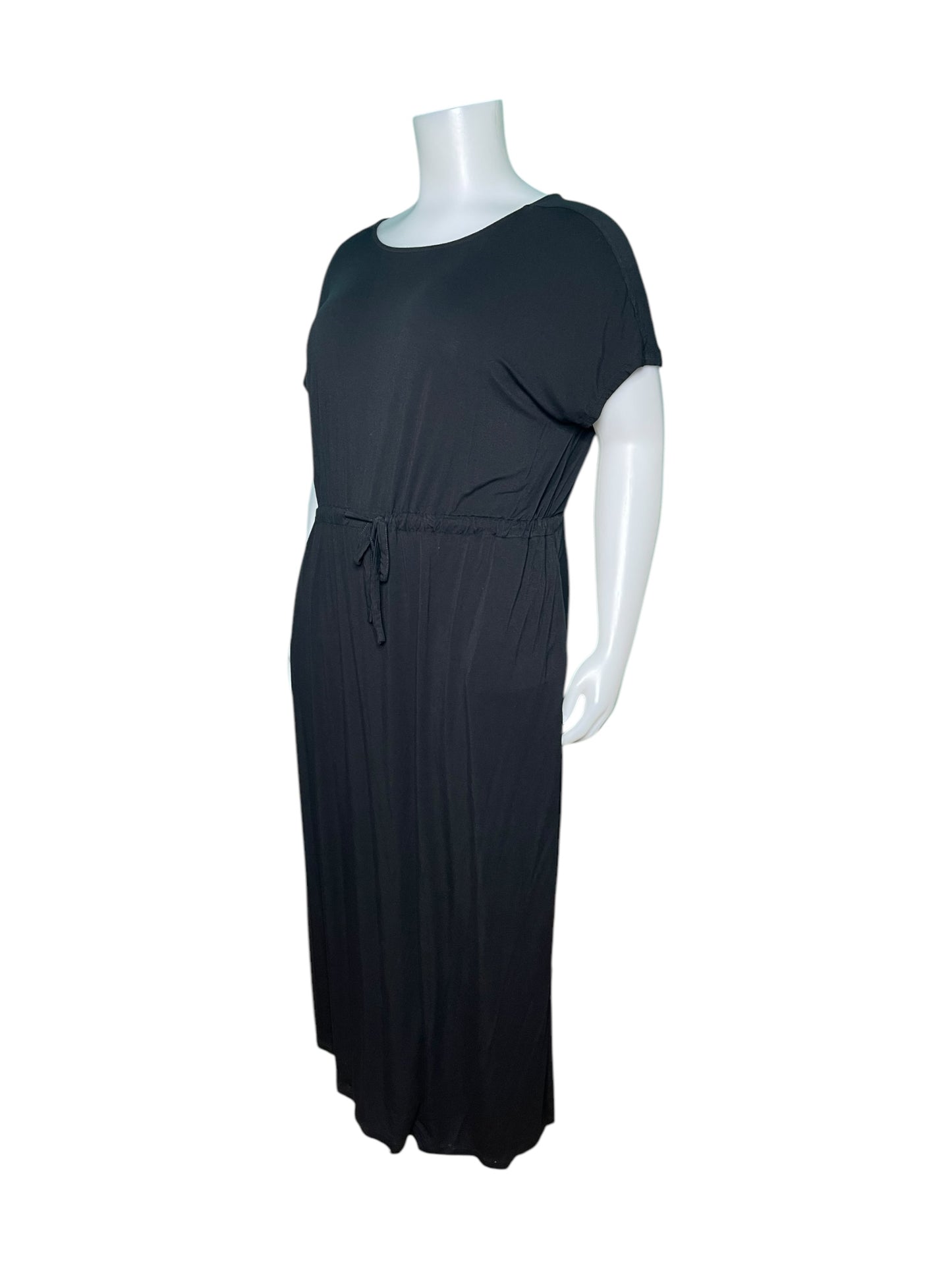 Black Short Sleeved Maxi Dress