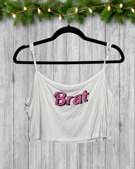 White "Brat" Tank Crop Top