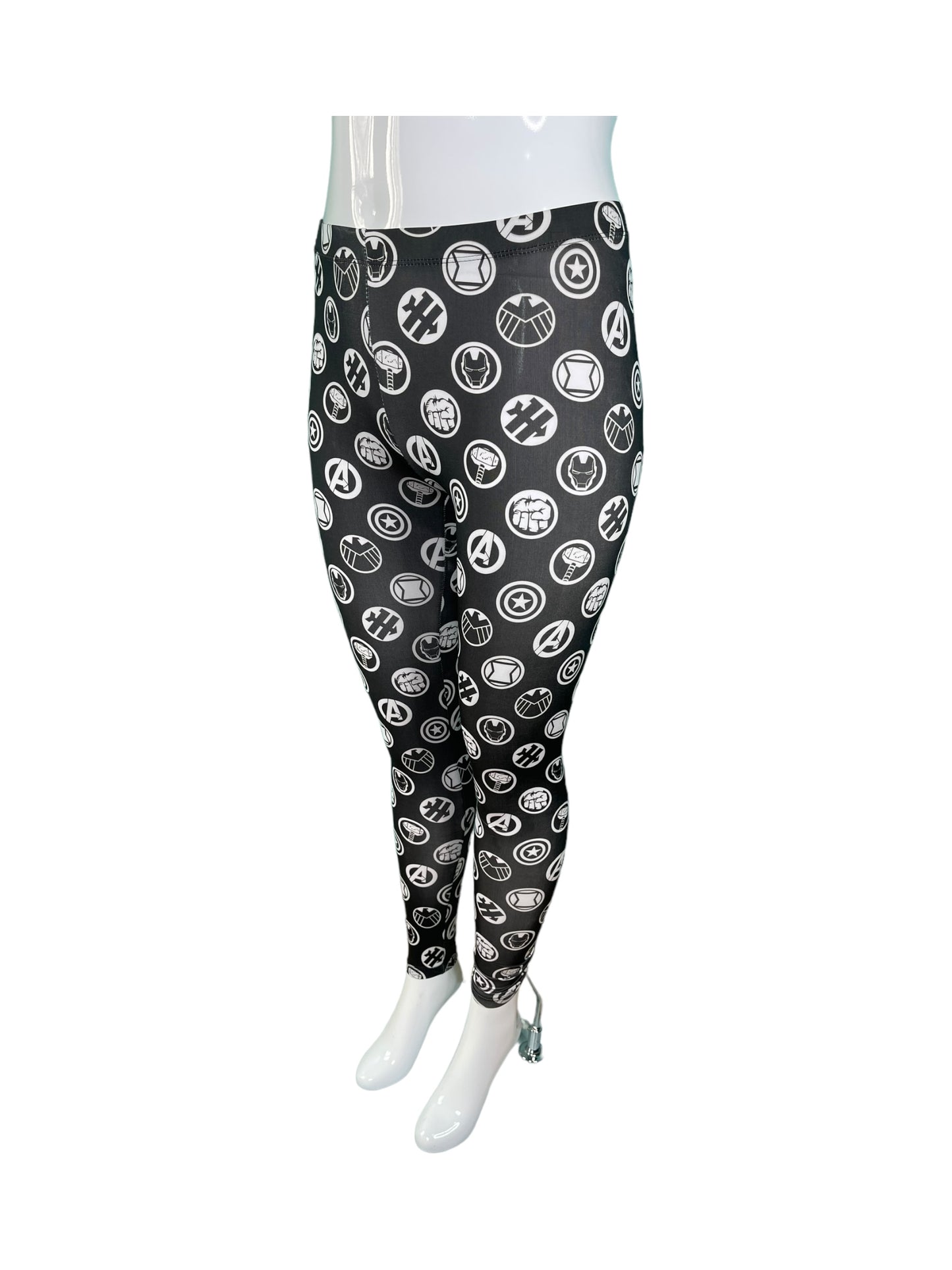 Black & White Avengers Patterned Leggings