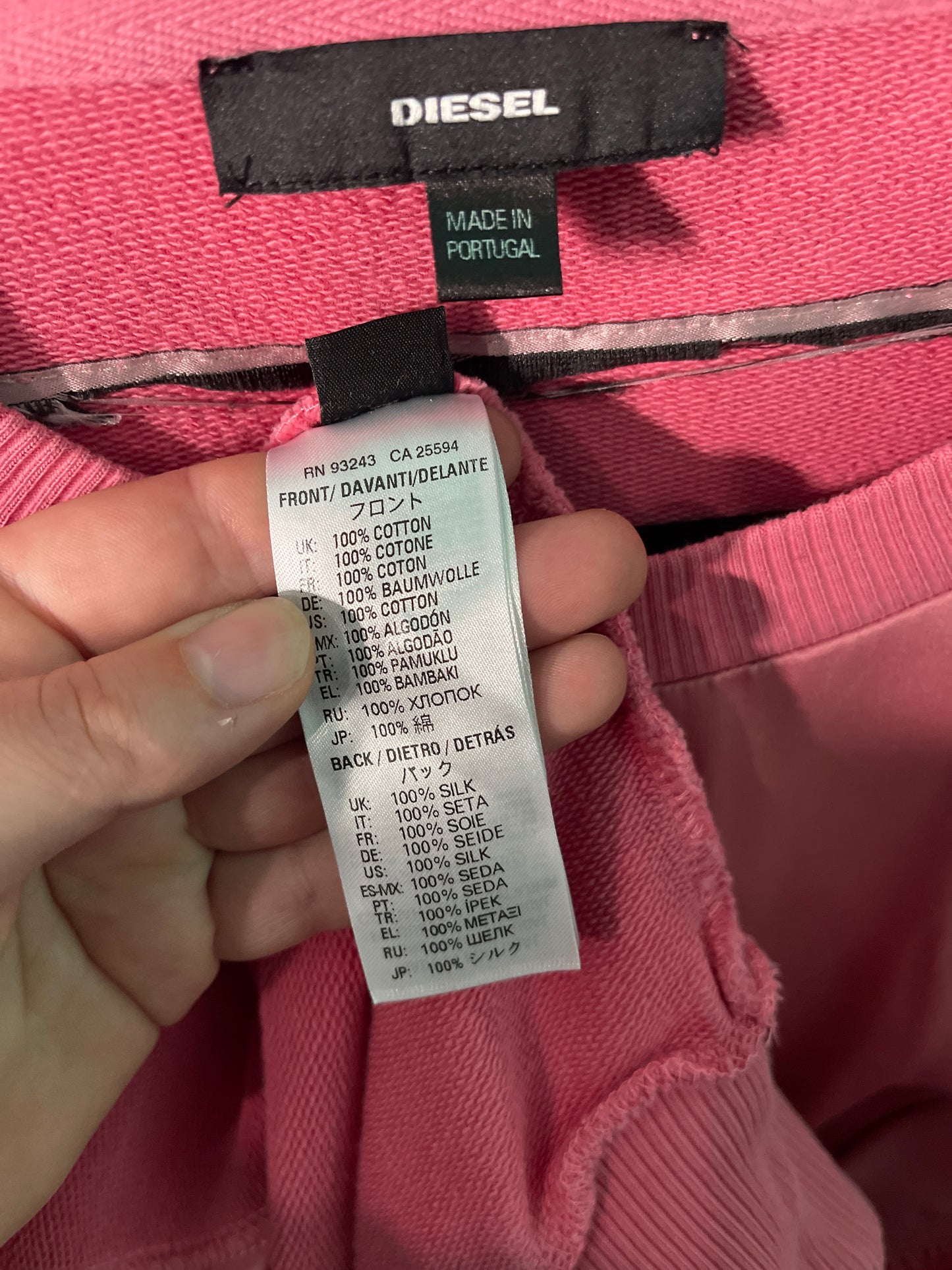 Pink Satin Front Crewneck Jumper