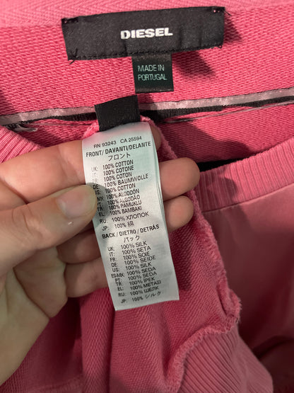 Pink Satin Front Crewneck Jumper