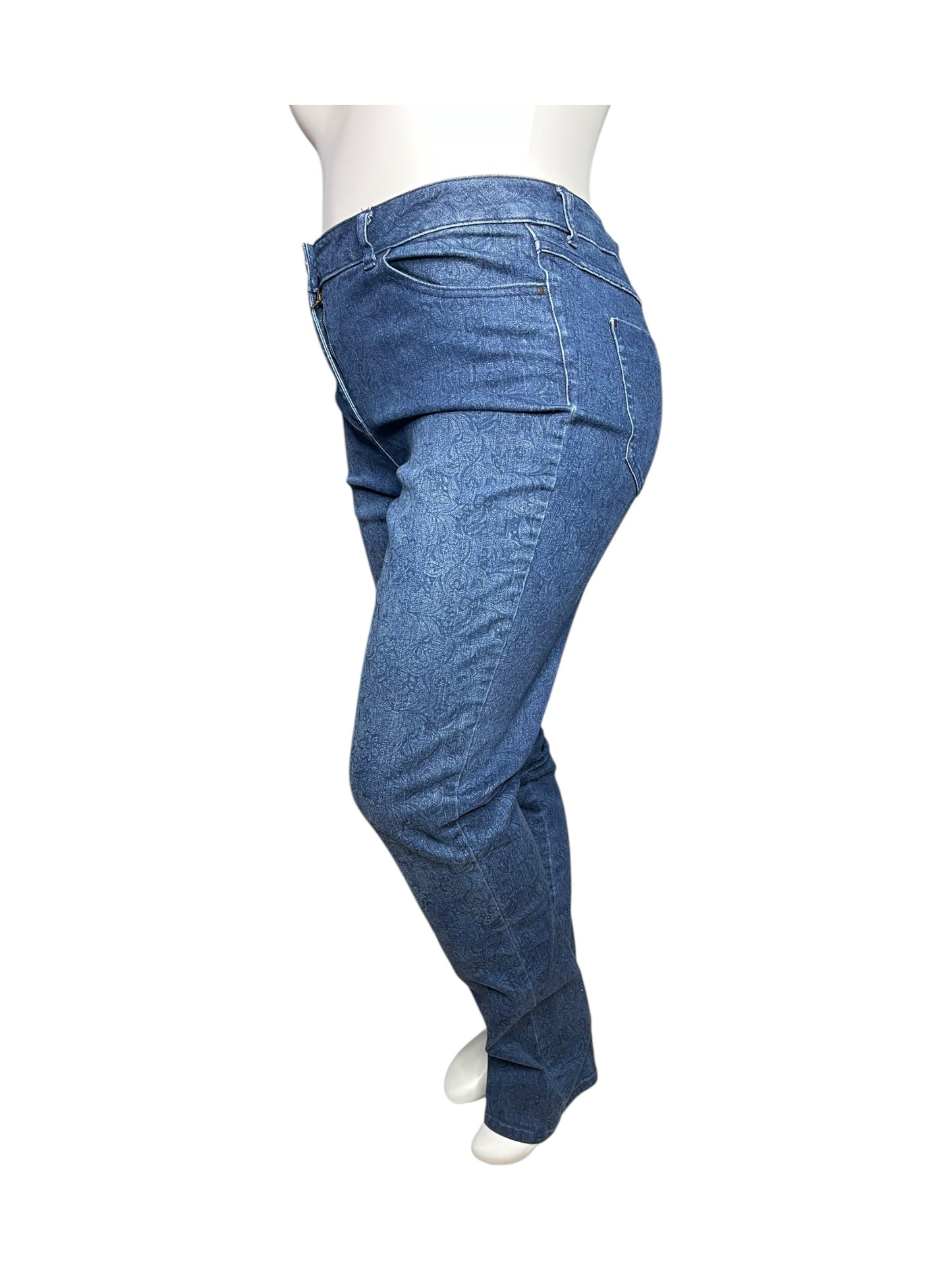 Blue Pattern Skinny Jeans