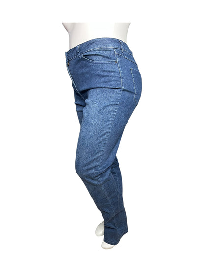 Blue Pattern Skinny Jeans