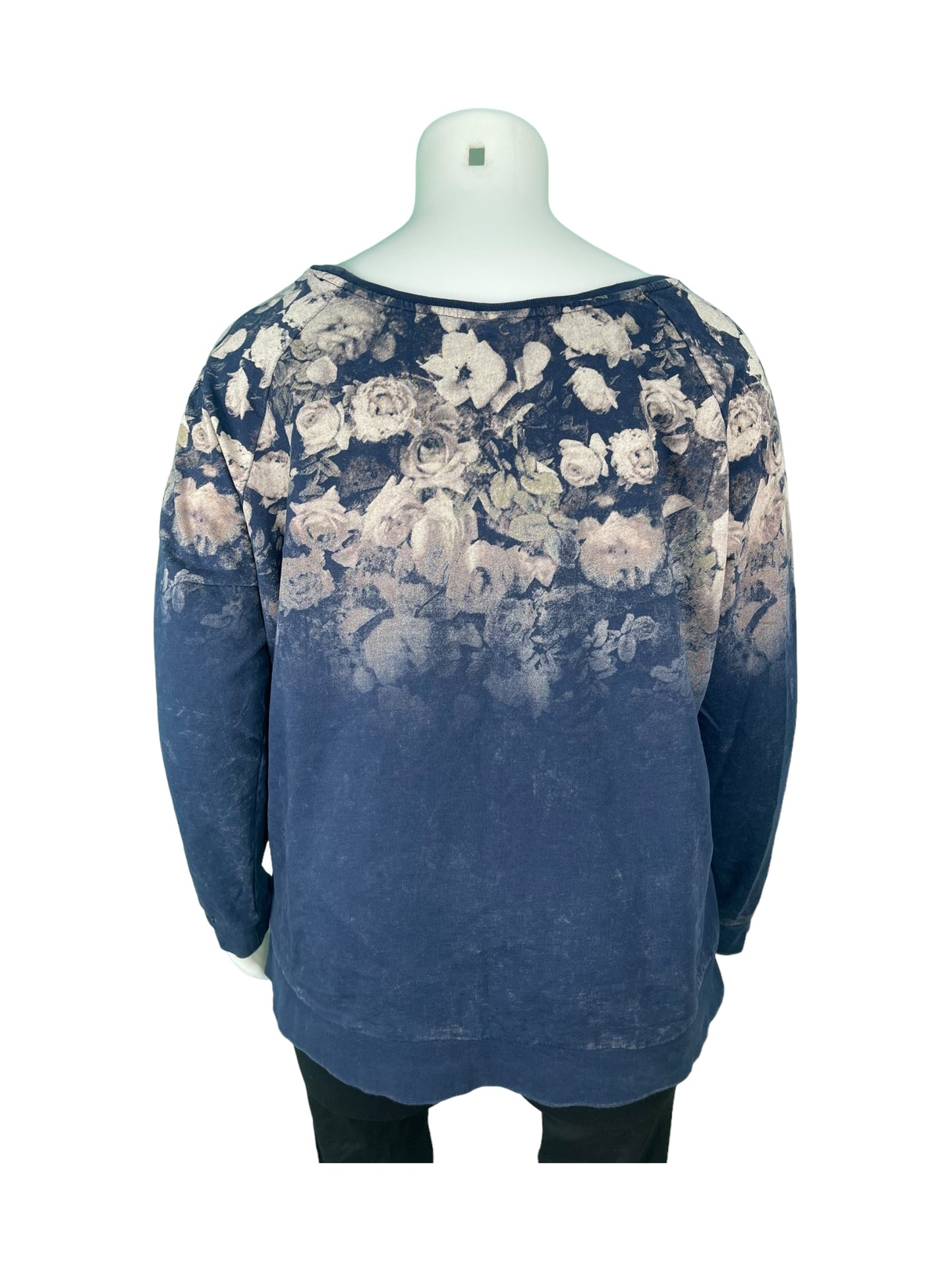 Navy and Grey Floral Long Sleeved Sweater