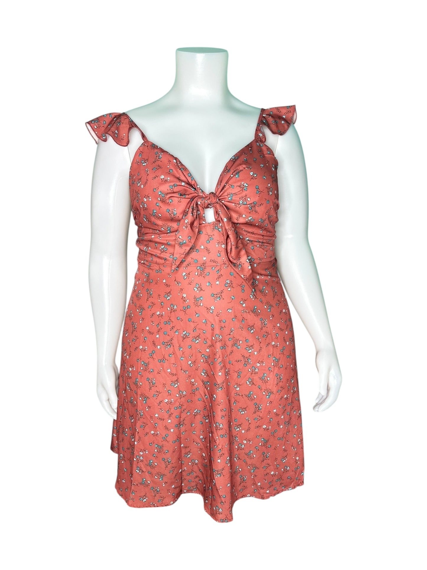 Burnt Orange Dark Teal Floral Dress