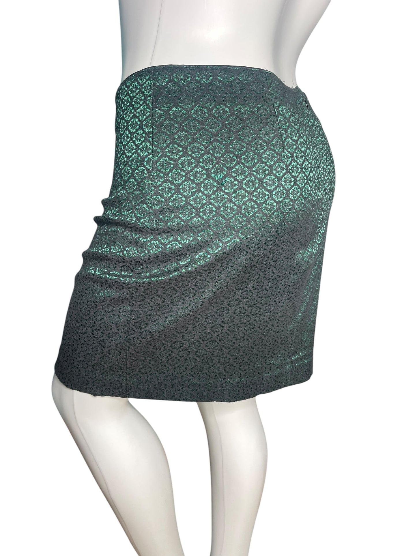 Green and Black Shimmery Fitted Skirt