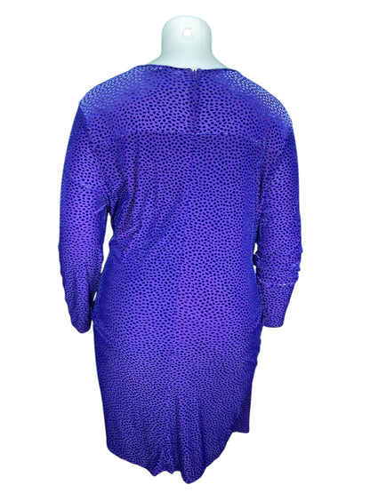 Blue and Purple Velvet Long Sleeve Dress