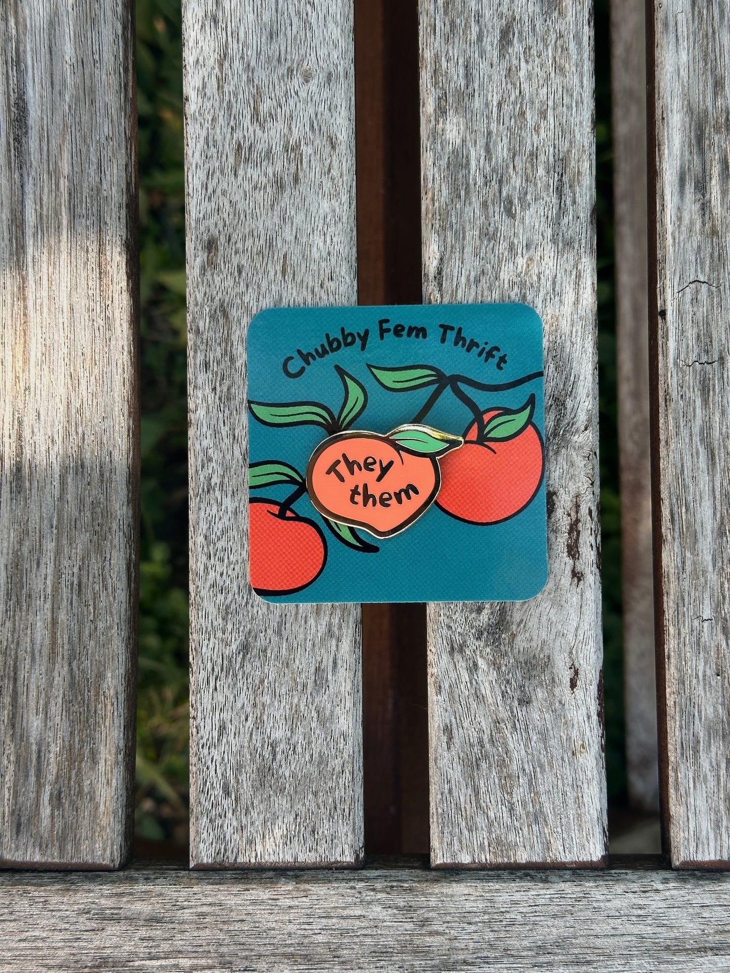 They/Them Chubby Peach Pronoun Pin