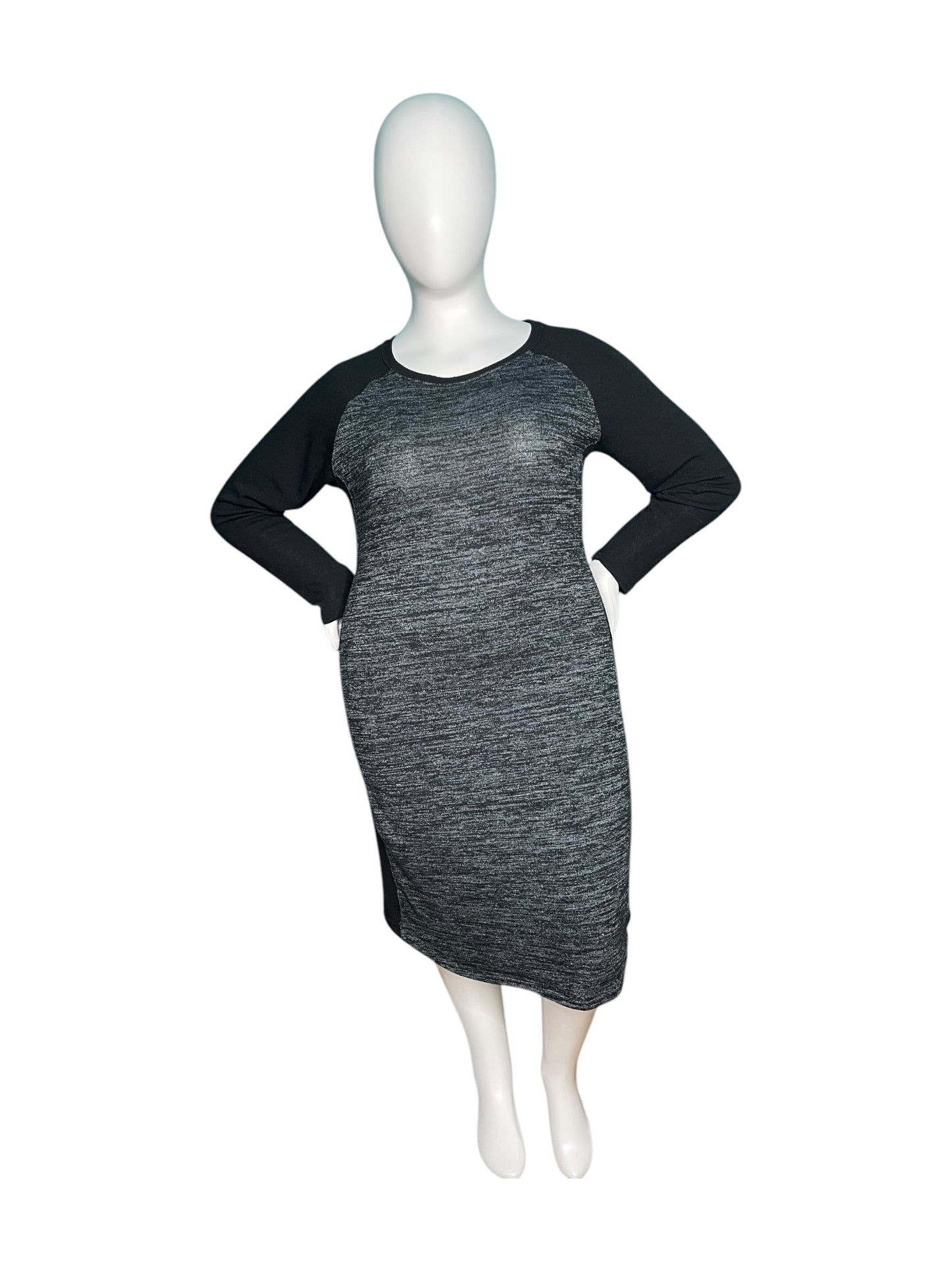 Grey w/ Black Long Sleeve Dress