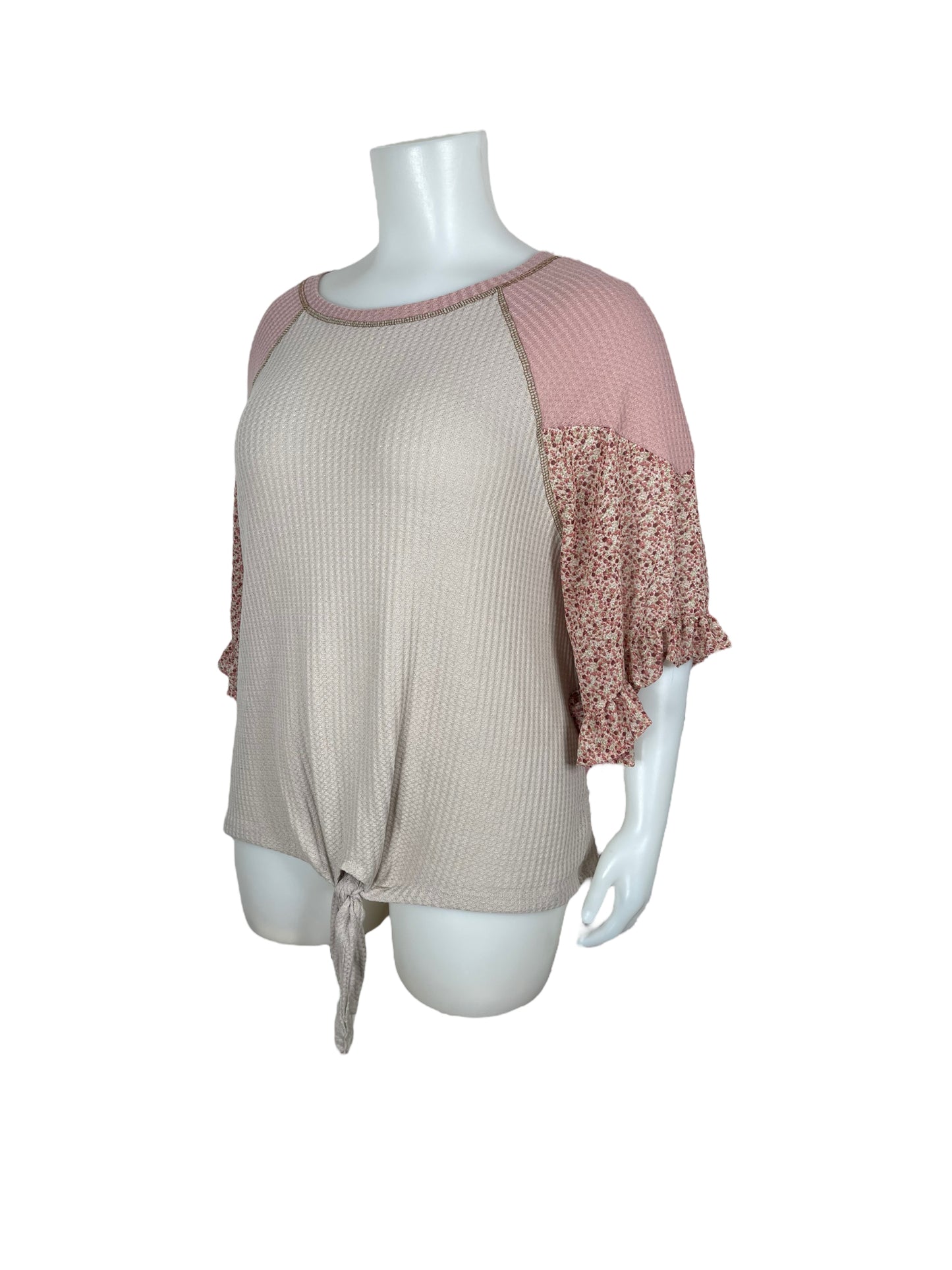 “Hayden” Pink & Grey Shirt w/ Floral Sleeves (2XL)