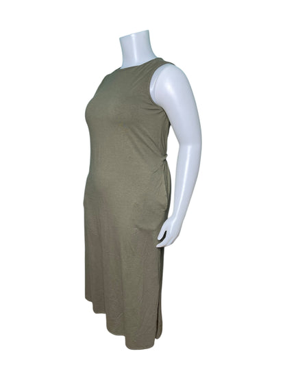 Olive Green Sleeveless Maxi Dress w/ Pockets