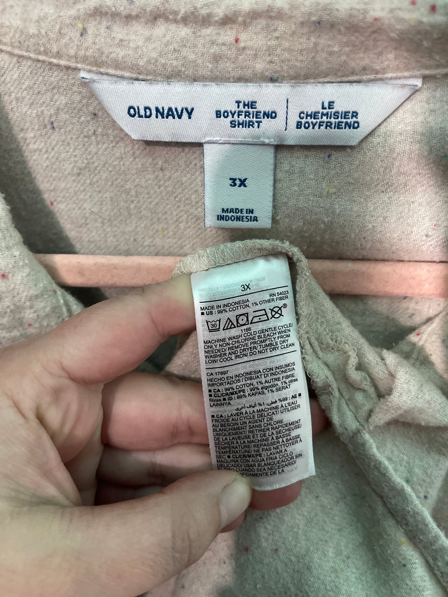 Tan w/ Small Colourful Speckle Long Sleeved Button Up Shirt