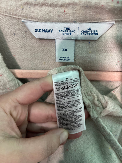 Tan w/ Small Colourful Speckle Long Sleeved Button Up Shirt