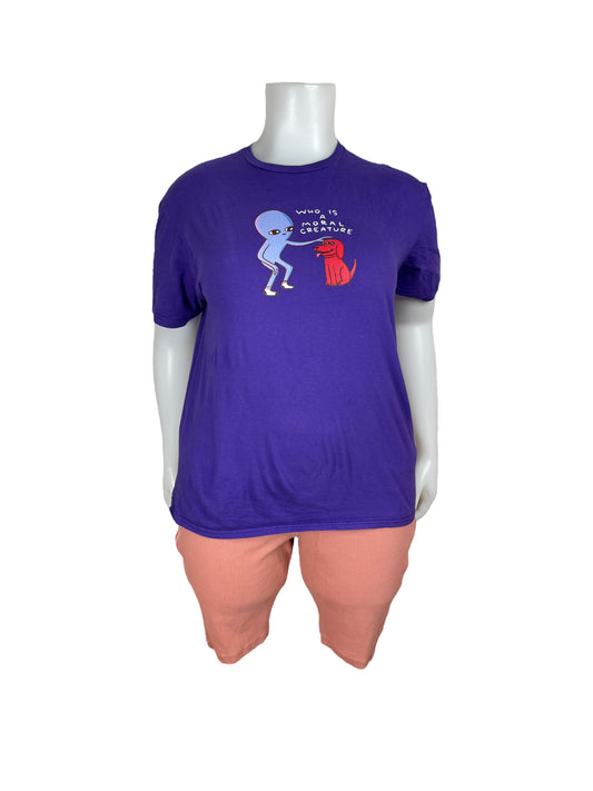 “Gildan” Purple ‘Alien Planet’ Graphic T-Shirt (XL)