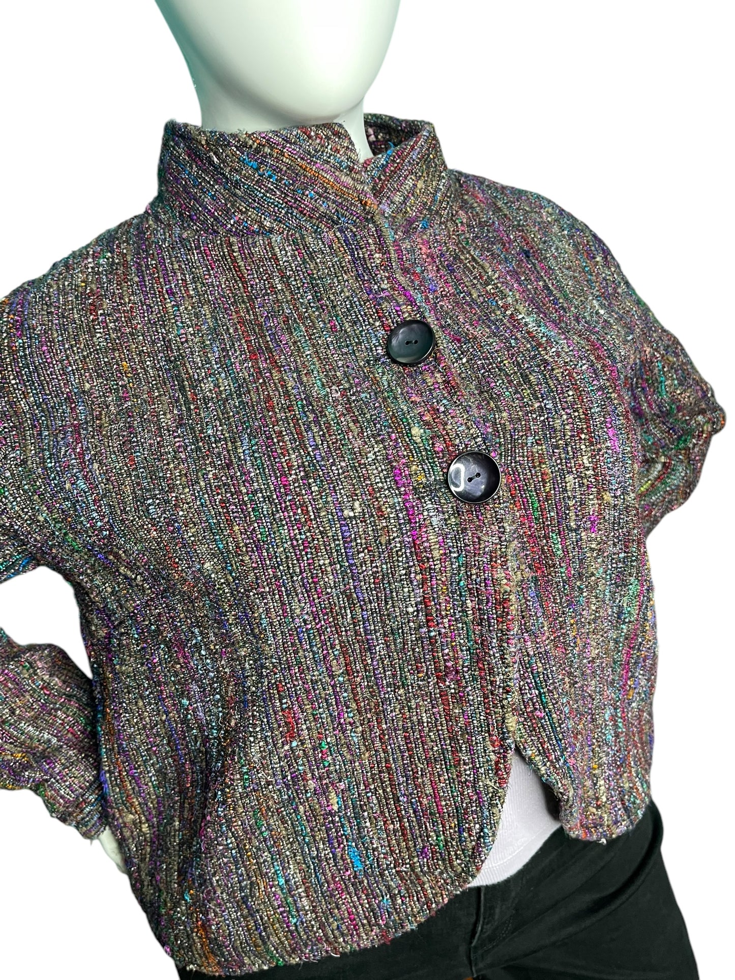 Vintage Colourful Tweed 2 Button Blazer