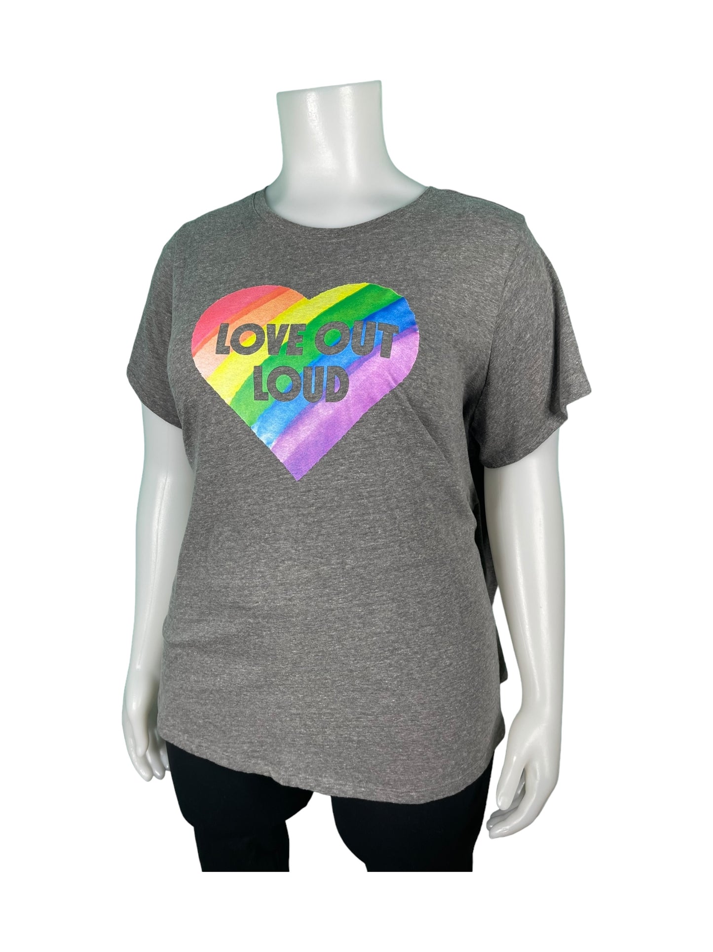 Grey “Love Out Loud” Pride  T-Shirt (4X)