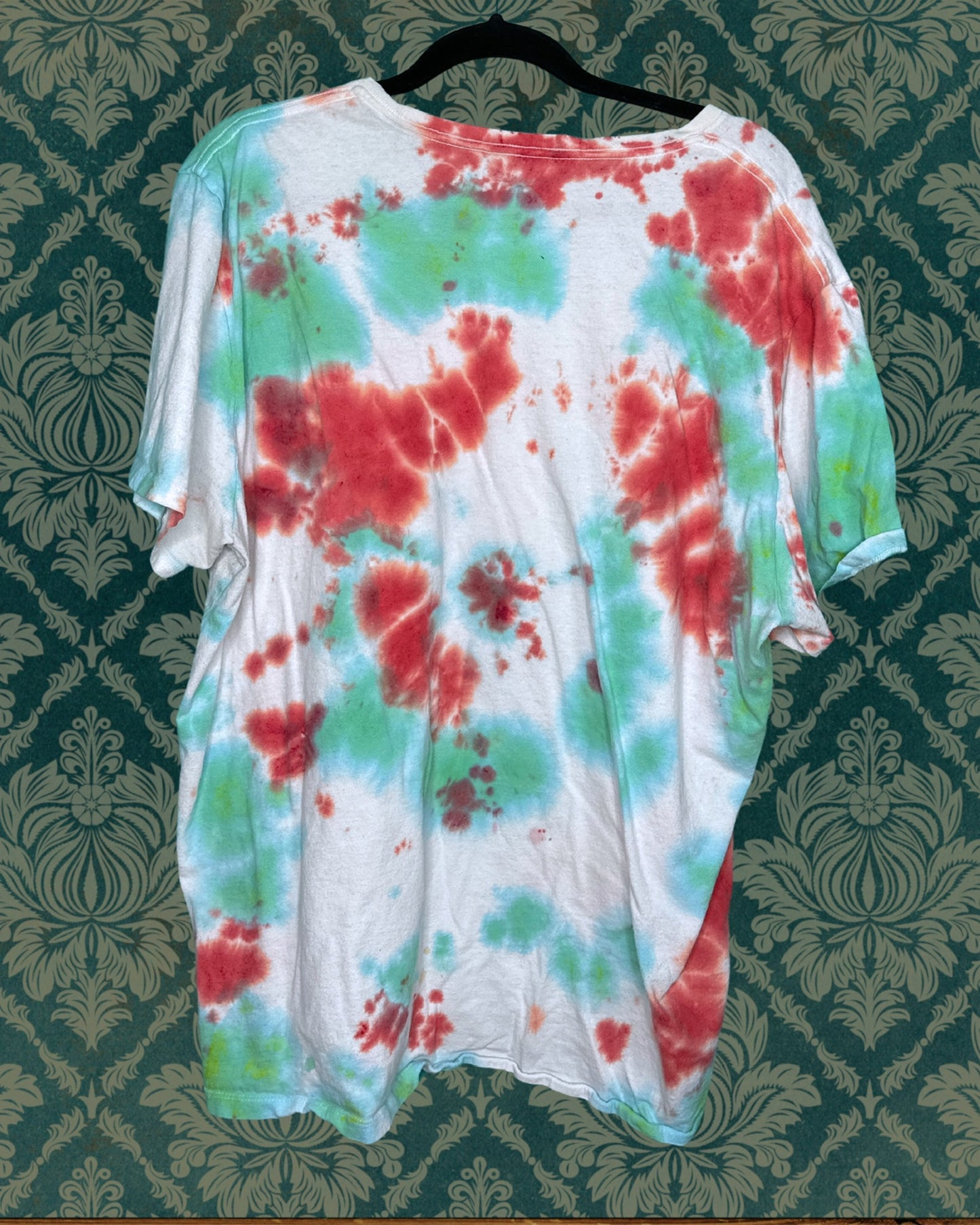 Green, White & Red Tye Dye Mariah Carey Graphic Short Sleeve T-Shirt