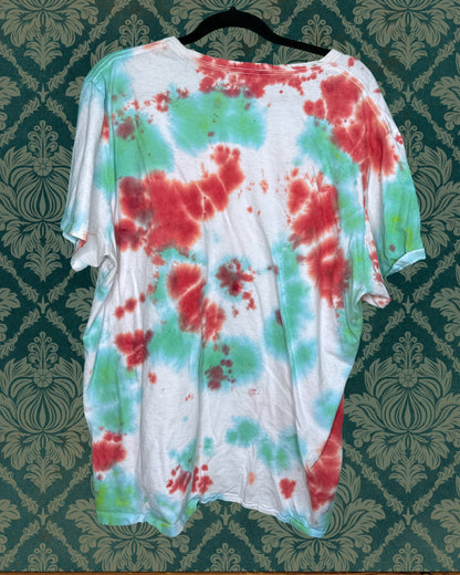 Green, White & Red Tye Dye Mariah Carey Graphic Short Sleeve T-Shirt