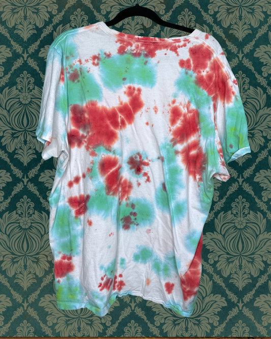 Green, White & Red Tye Dye Mariah Carey Graphic Short Sleeve T-Shirt
