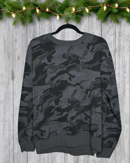 Dark Grey Army Patterned Crewneck Sweatshirt