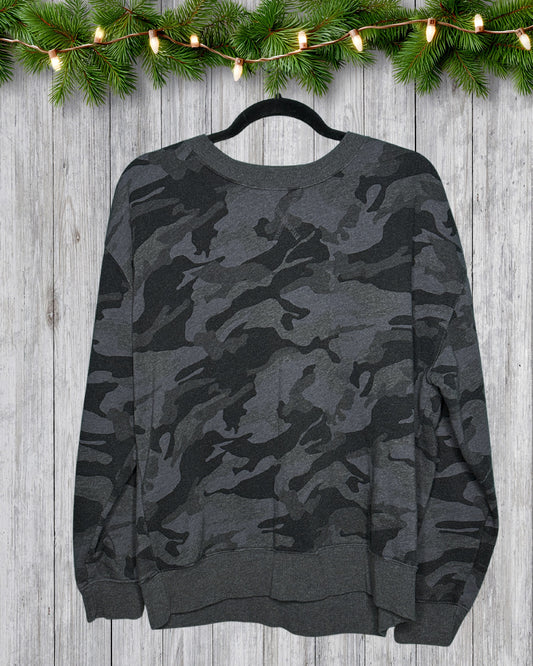 Dark Grey Army Patterned Crewneck Sweatshirt