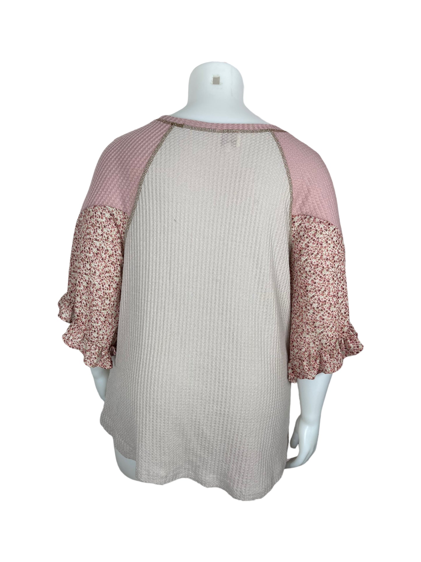 “Hayden” Pink & Grey Shirt w/ Floral Sleeves (2XL)