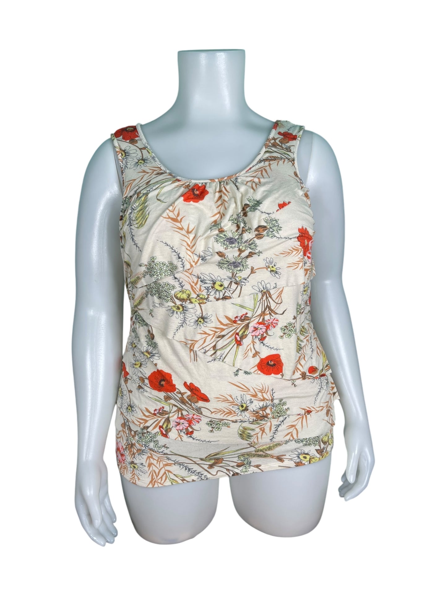 Cream Floral Tank Top