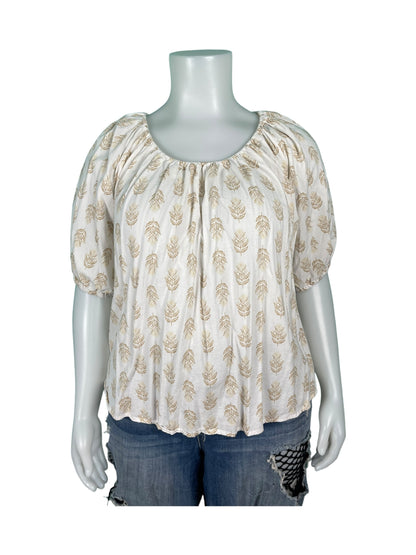 White and Gold Floral Blouse