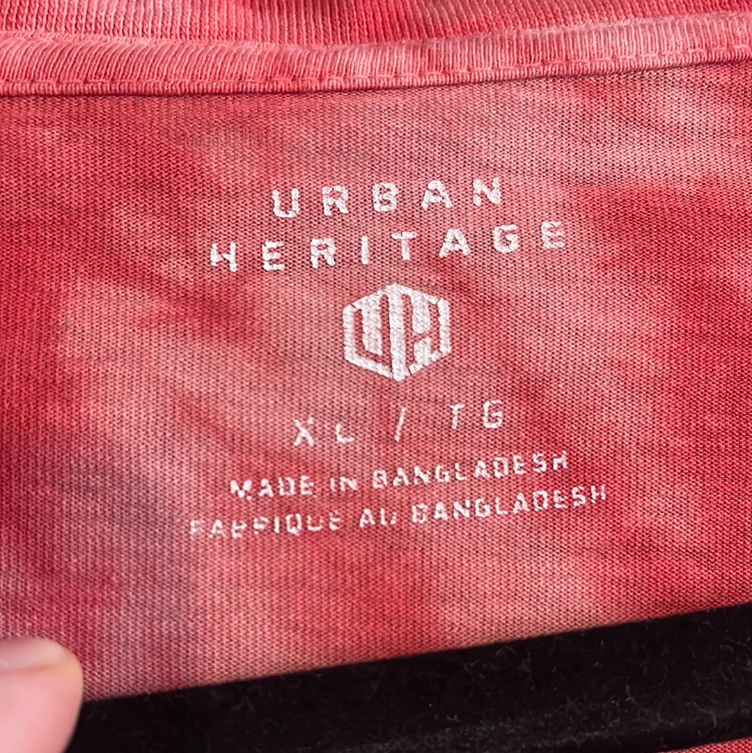 “Urban Heritage” Tye Dye Red Graphic T-Shirt (XL)